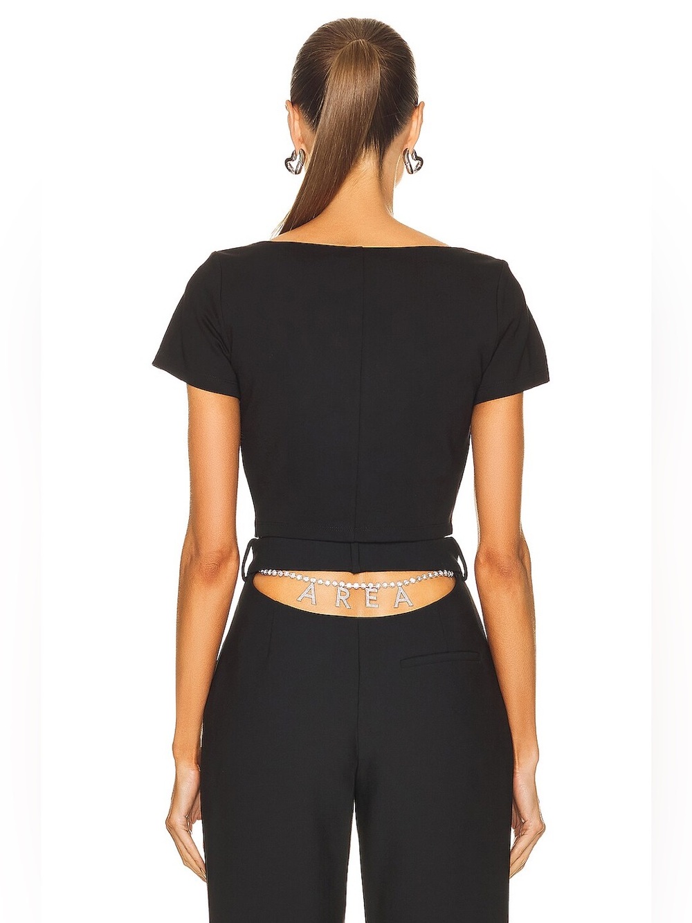 NWT Area Crystal Cup Black T Shirt Top XS - Picture 3 of 16